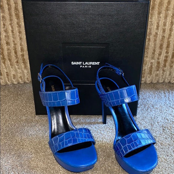 Yves Saint Laurent Shoes - Saint Laurent size 38 blue royal sandals